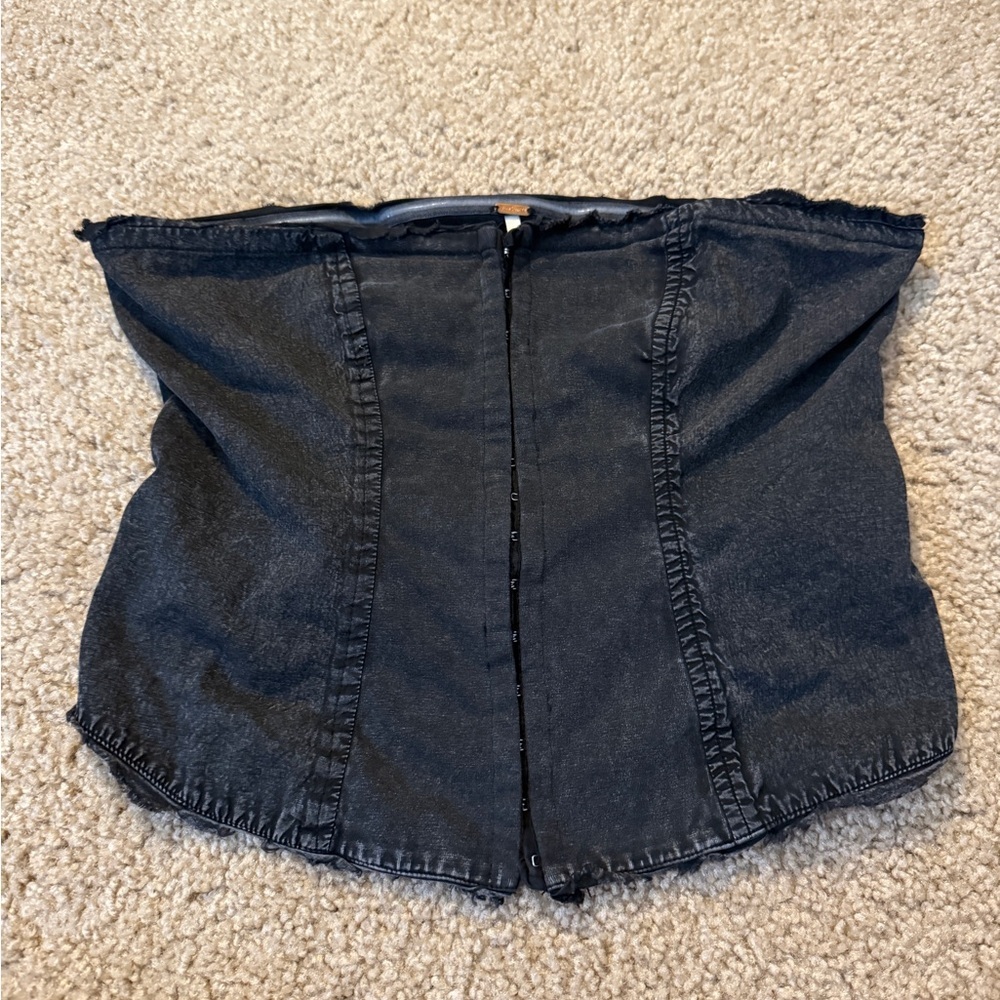 Free People Strapless Black Denim Bustier